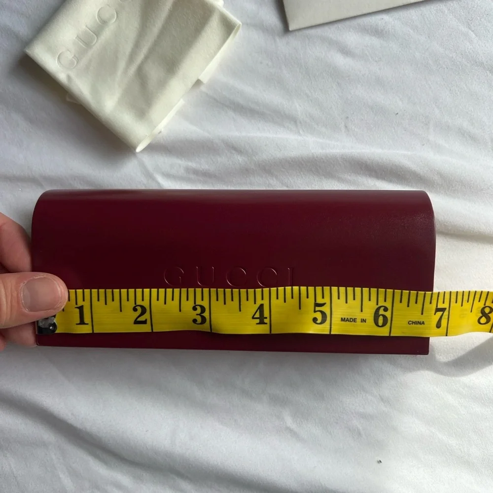 Brand New AUTH 2025 Gucci Leather Sunglasses Glasses Case Burgundy Wine Ancora